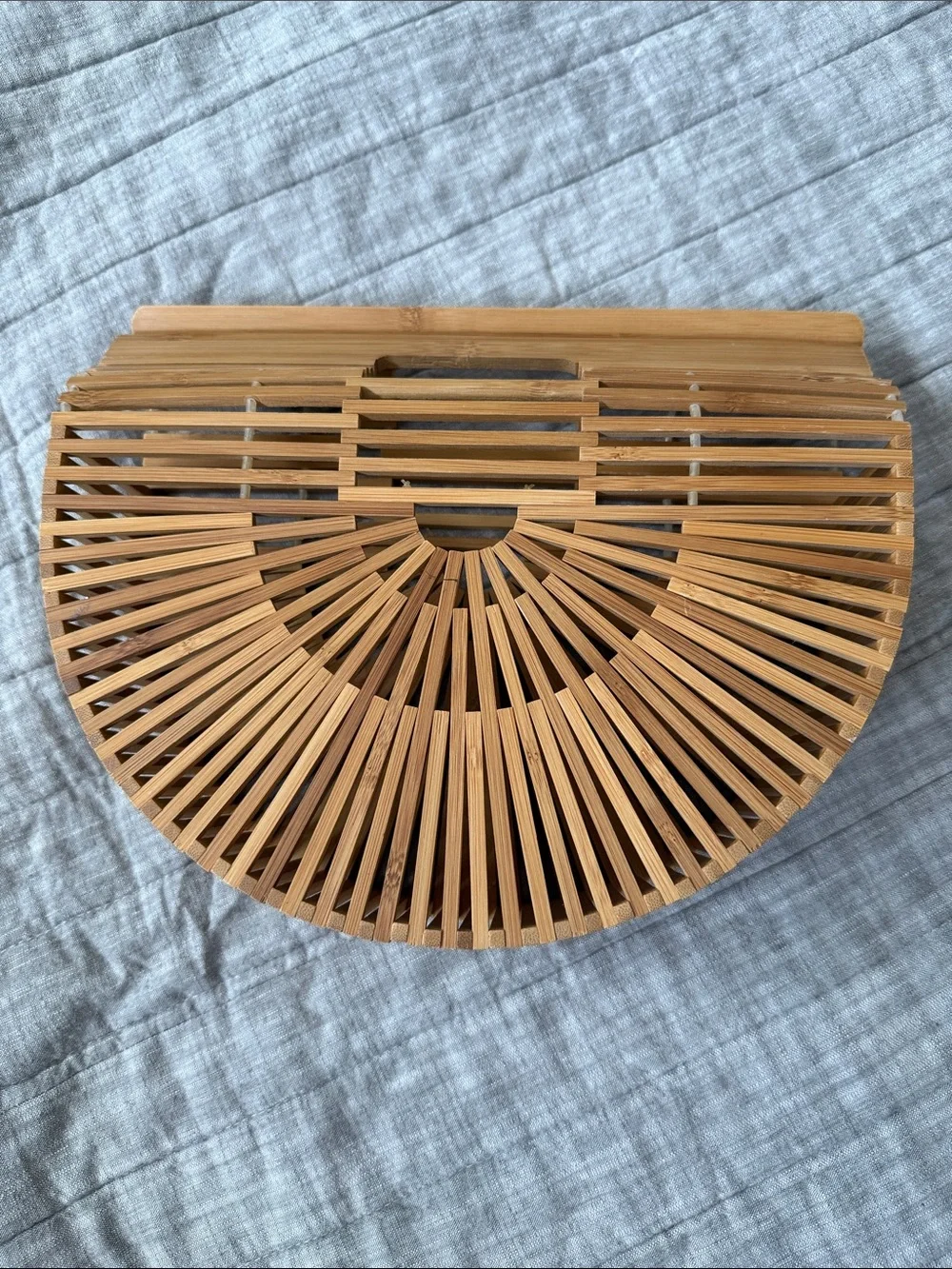 Half-Moon Bamboo Clutch in Natural Tan